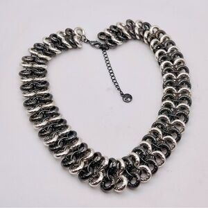 Stylish Designer ALFANI Silver and Black Chainmaille Necklace